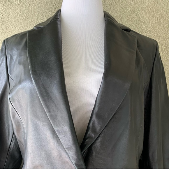“SienaStudio” Black Soft Leather Blazer Jacket size 12 - Picture 8 of 16